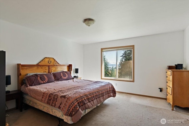 bedroom with carpet floors and baseboards