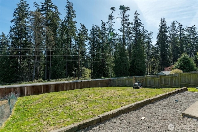 view of yard with a fenced backyard