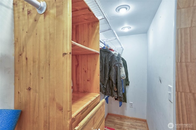 walk in closet featuring wood finished floors