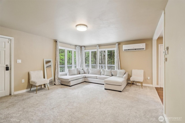 24010 SE 168th St, Issaquah, WA 98027 - living area featuring a wall unit AC, carpet floors, baseboards, and a baseboard radiator