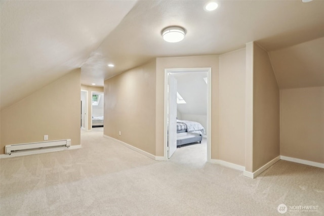 24010 SE 168th St, Issaquah, WA 98027 - additional living space with a baseboard heating unit, carpet floors, lofted ceiling, baseboards, and recessed lighting