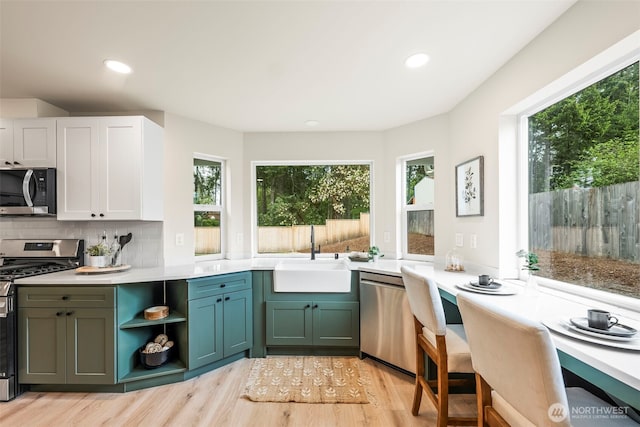 19713 17th St SW, Lakebay, WA 98349 - kitchen featuring stainless steel appliances, a sink, plenty of natural light, light countertops, and recessed lighting
