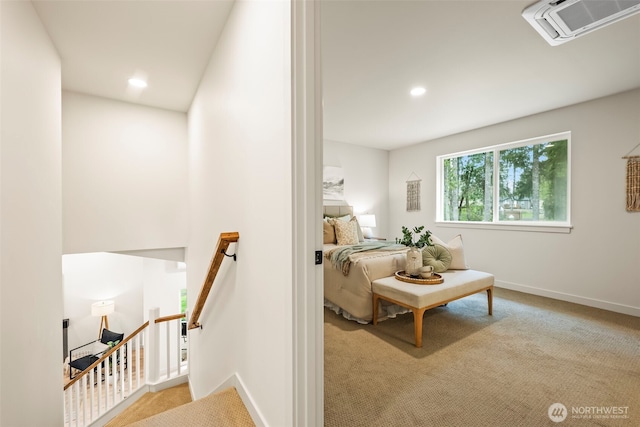 19713 17th St SW, Lakebay, WA 98349 - hallway with an upstairs landing, carpet, recessed lighting, and baseboards