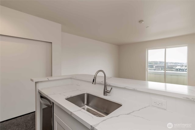 668S Lane St Unit 702, Seattle, WA 98104 - kitchen featuring light stone counters, a sink, and dishwasher