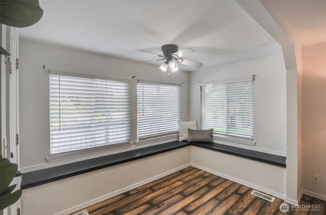9807 S Lake Stevens Rd, Lake Stevens, WA 98258 - empty room featuring a ceiling fan, dark wood-style floors, and baseboards