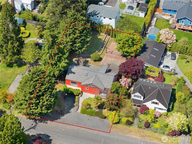 3754 SW 107th St, Seattle, WA 98146 - aerial perspective of suburban area with property boundaries highlighted