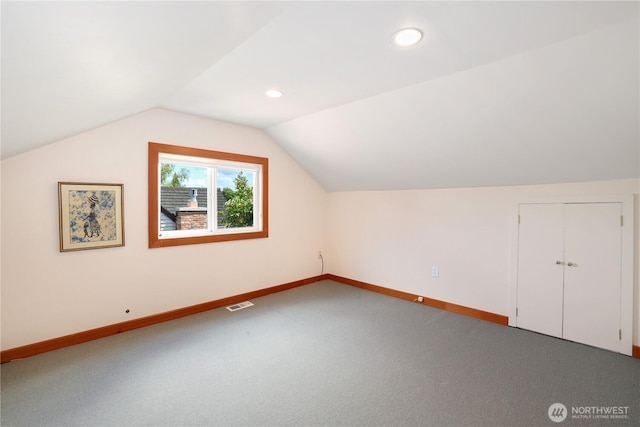 3754 SW 107th St, Seattle, WA 98146 - additional living space featuring baseboards, vaulted ceiling, carpet floors, and recessed lighting