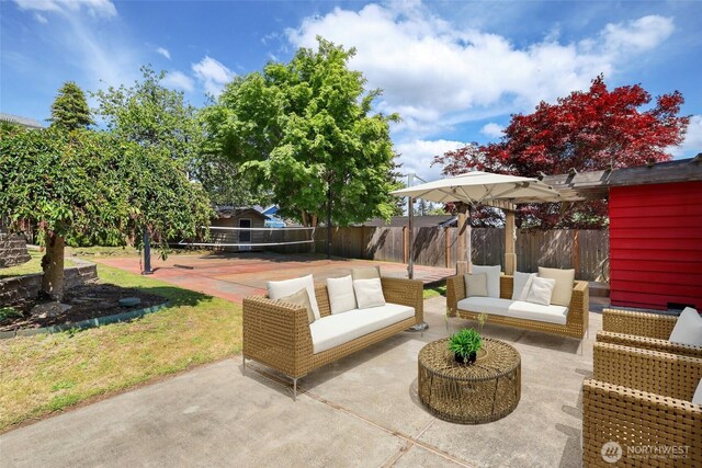 3754 SW 107th St, Seattle, WA 98146 - fenced backyard with an outdoor living space and a patio area