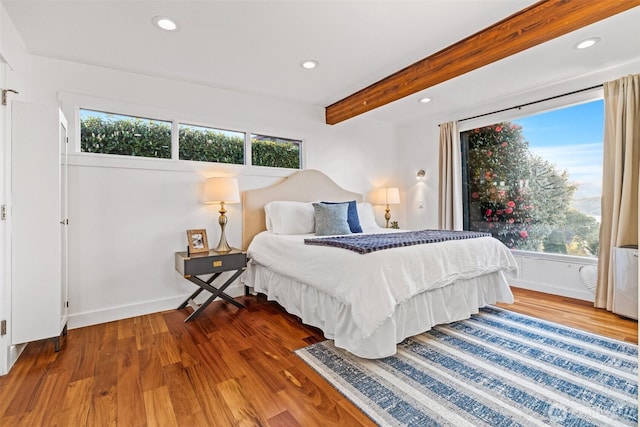 4425 Paradise Ave W, University Place, WA 98466 - bedroom featuring wood finished floors, recessed lighting, beam ceiling, and baseboards