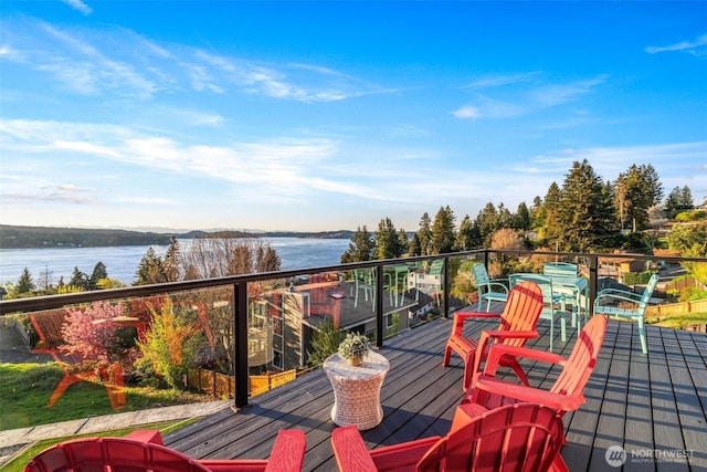 4425 Paradise Ave W, University Place, WA 98466 - wooden deck featuring a water view
