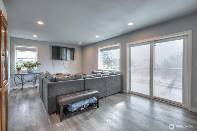 33 4th Ave, Ocean Shores, WA 98569 - living room with wood finished floors, recessed lighting, and plenty of natural light