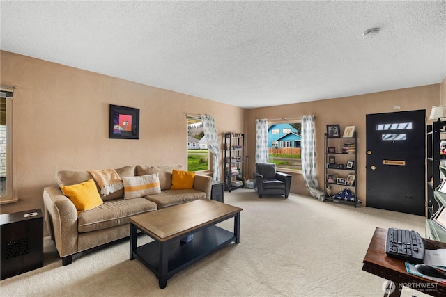 2824 Pacific Ave, Hoquiam, WA 98550 - carpeted living area with a textured ceiling