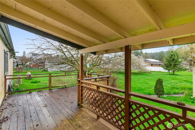 deck featuring a yard