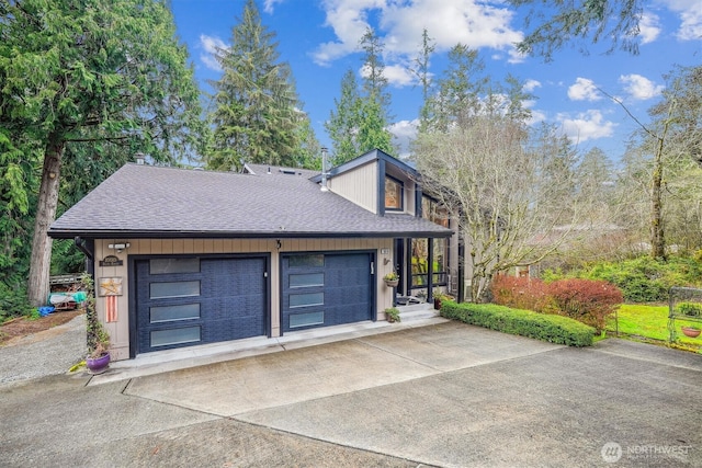 garage with driveway