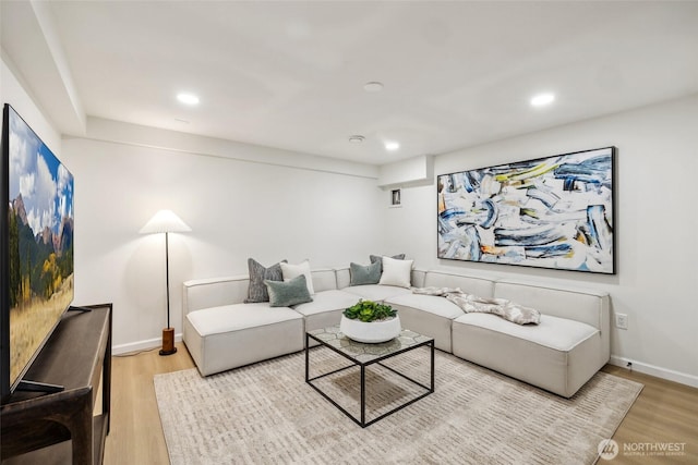 3115 103rd Ave NE, Bellevue, WA 98004 - living room with wood finished floors, recessed lighting, and baseboards