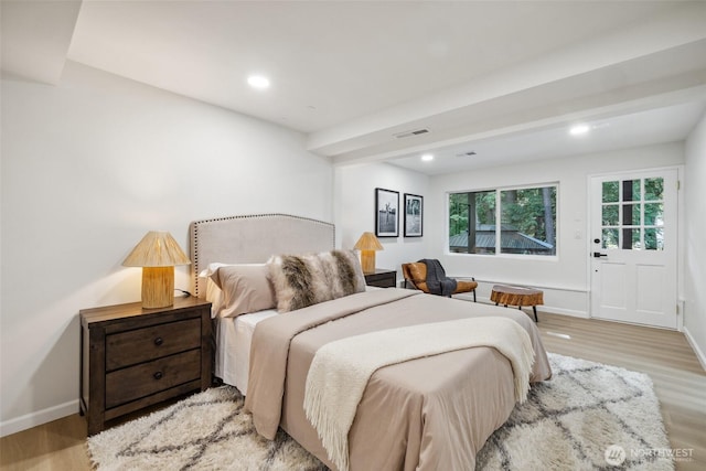 3115 103rd Ave NE, Bellevue, WA 98004 - bedroom featuring light wood-type flooring, baseboards, and recessed lighting