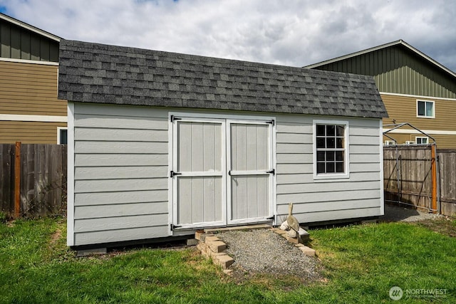 402 Easy St SE, Rainier, WA 98576 - view of shed featuring a fenced backyard