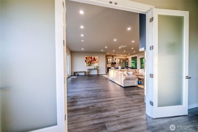 5469 Wood Duck Loop, Blaine, WA 98230 - living room with dark wood finished floors and recessed lighting