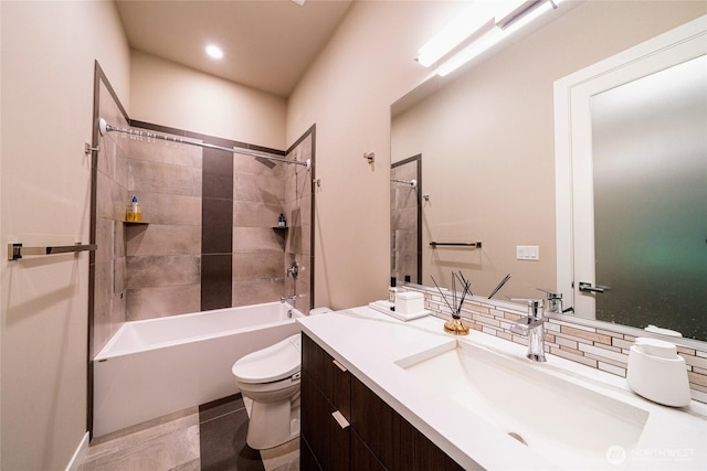 5469 Wood Duck Loop, Blaine, WA 98230 - full bathroom with toilet, vanity, shower / bathtub combination, recessed lighting, and tile patterned floors
