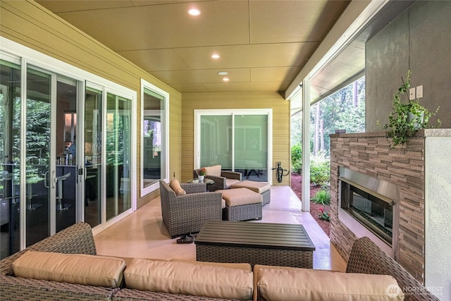 5469 Wood Duck Loop, Blaine, WA 98230 - view of patio featuring an outdoor living space with a fireplace