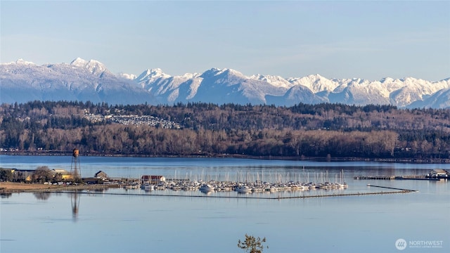 5469 Wood Duck Loop, Blaine, WA 98230 - water view featuring a mountain backdrop and a heavily wooded area