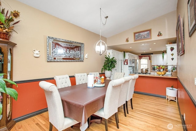 1444 SE Central Ave, College Place, WA 99324 - dining room with vaulted ceiling, recessed lighting, and light wood finished floors