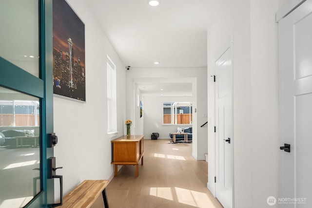 27215 106th Ave SE, Kent, WA 98030 - hallway featuring a wealth of natural light, recessed lighting, and wood finished floors
