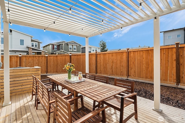27215 106th Ave SE, Kent, WA 98030 - deck featuring outdoor dining space, a fenced backyard, and a pergola