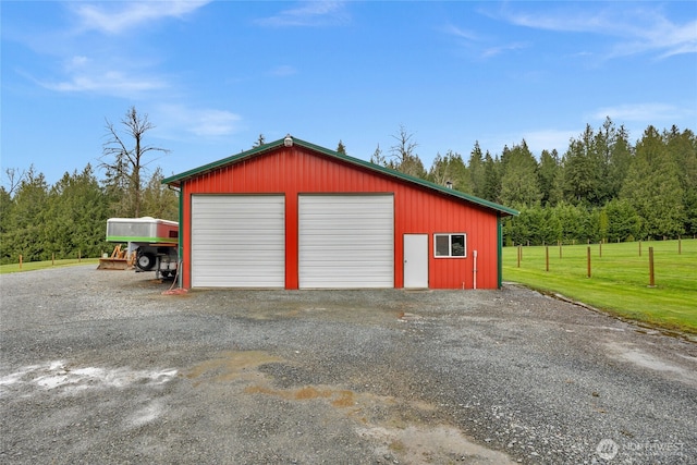 view of detached garage