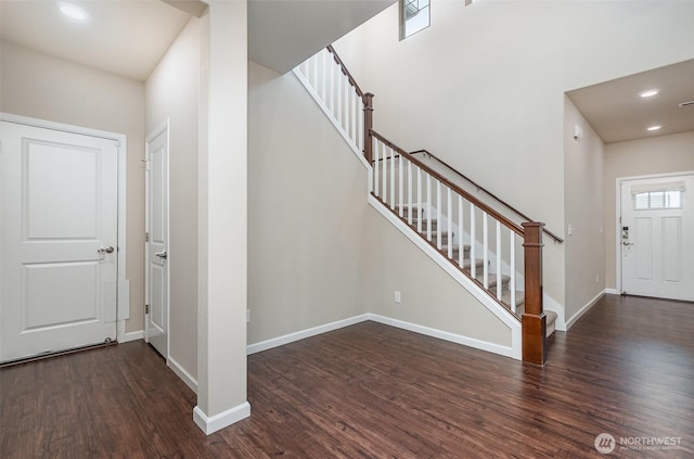 27631 154th Pl SE, Kent, WA 98042 - foyer entrance with baseboards, stairway, and wood finished floors
