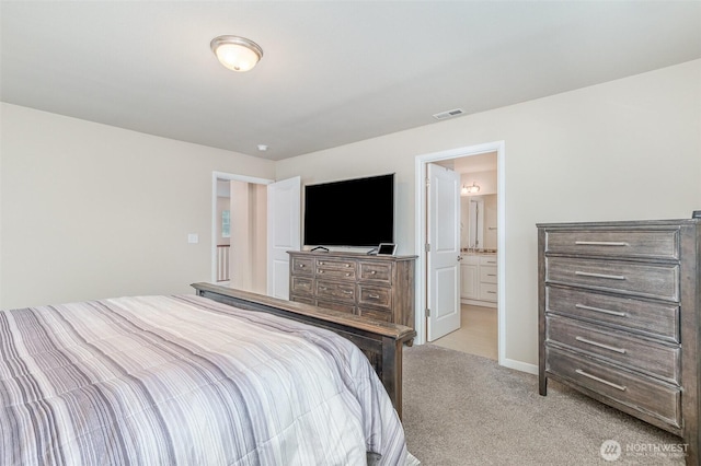 27631 154th Pl SE, Kent, WA 98042 - bedroom with ensuite bath, visible vents, and light colored carpet