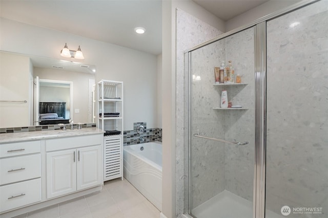 27631 154th Pl SE, Kent, WA 98042 - full bath with connected bathroom, a bath, vanity, and a shower stall