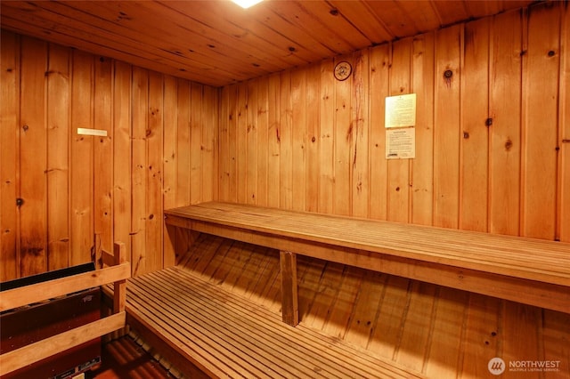 7021 Sand Point Way Unit B319, Seattle, WA 98115 - relaxing sauna featuring wood ceiling and wooden walls