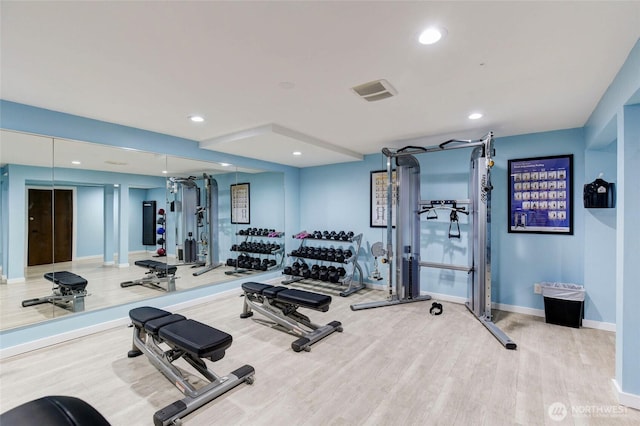 7021 Sand Point Way Unit B319, Seattle, WA 98115 - gym featuring wood finished floors, baseboards, and recessed lighting