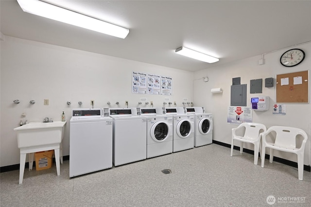 7021 Sand Point Way Unit B319, Seattle, WA 98115 - community laundry room featuring independent washer and dryer, electric panel, and baseboards