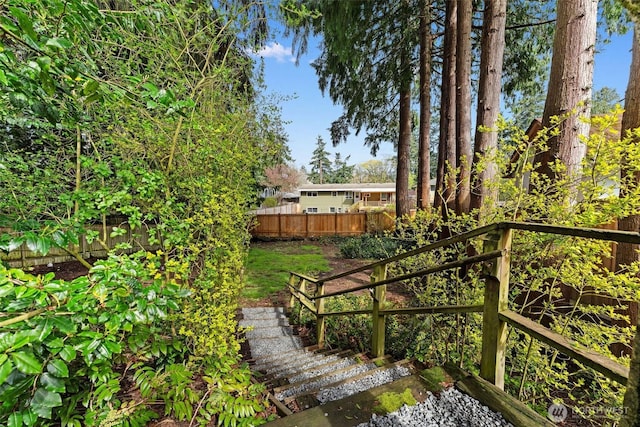view of yard featuring a fenced backyard
