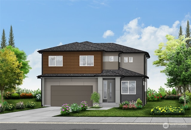 13815 Brookdale Ln E Unit 107, Tacoma, WA 98445 - contemporary home with an attached garage, a shingled roof, driveway, and a front lawn