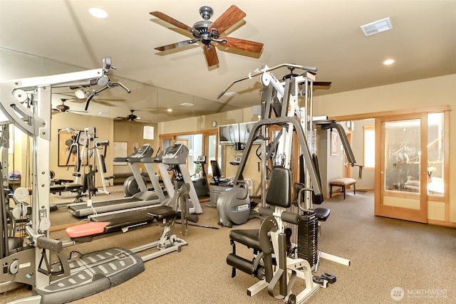 15026 40th Ave W Unit 7-203, Lynnwood, WA 98087 - workout area with visible vents, ceiling fan, and recessed lighting