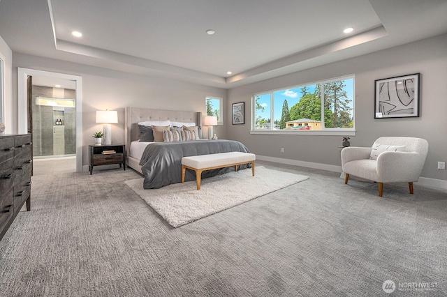 1515 141st St E Unit 72, Tacoma, WA 98445 - bedroom with a raised ceiling, baseboards, recessed lighting, and carpet