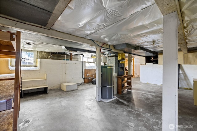 basement with water heater
