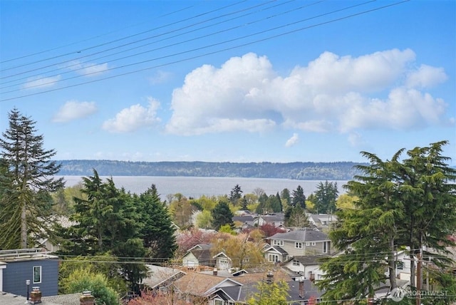 exterior space featuring a water view