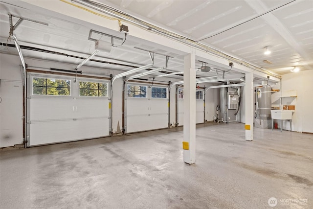 garage with a sink