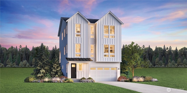 25520LOT22 204th Pl SE, Covington, WA 98042 - view of front facade with a front lawn, a garage, and board and batten siding