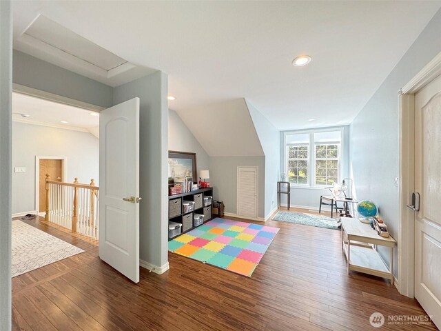 861 Kirner Rd, Sequim, WA 98382 - game room with wood finished floors, baseboards, and recessed lighting
