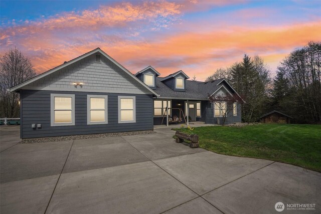 14900 NE Critter Hill Dr, Amboy, WA 98601 - view of front of house with a yard and covered porch