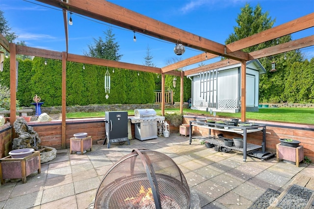 view of patio / terrace with a grill