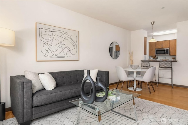 413 NE 70th St Unit 402, Seattle, WA 98115 - living room featuring baseboards and light wood-type flooring