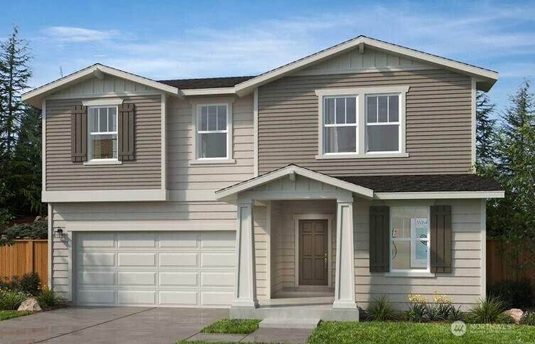 22176 Jameson Ave NW Unit 84, Poulsbo, WA 98370 - view of front facade with a garage, fence, a shingled roof, and concrete driveway