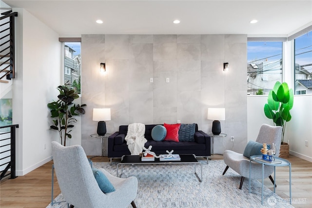 3111 Queen Anne Ave N, Seattle, WA 98119 - living room with recessed lighting, baseboards, and wood finished floors