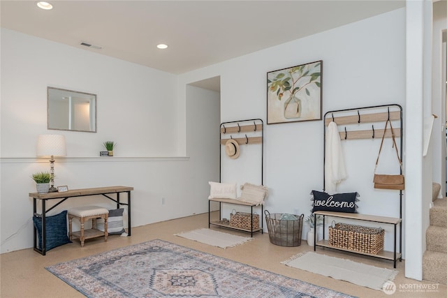 sitting room featuring visible vents and recessed lighting